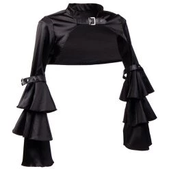Malltop Cropped Black Satin Steampunk Shrug