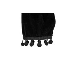 Malltop Black Velvet Shrug With Pom Pom Trim Outerwear