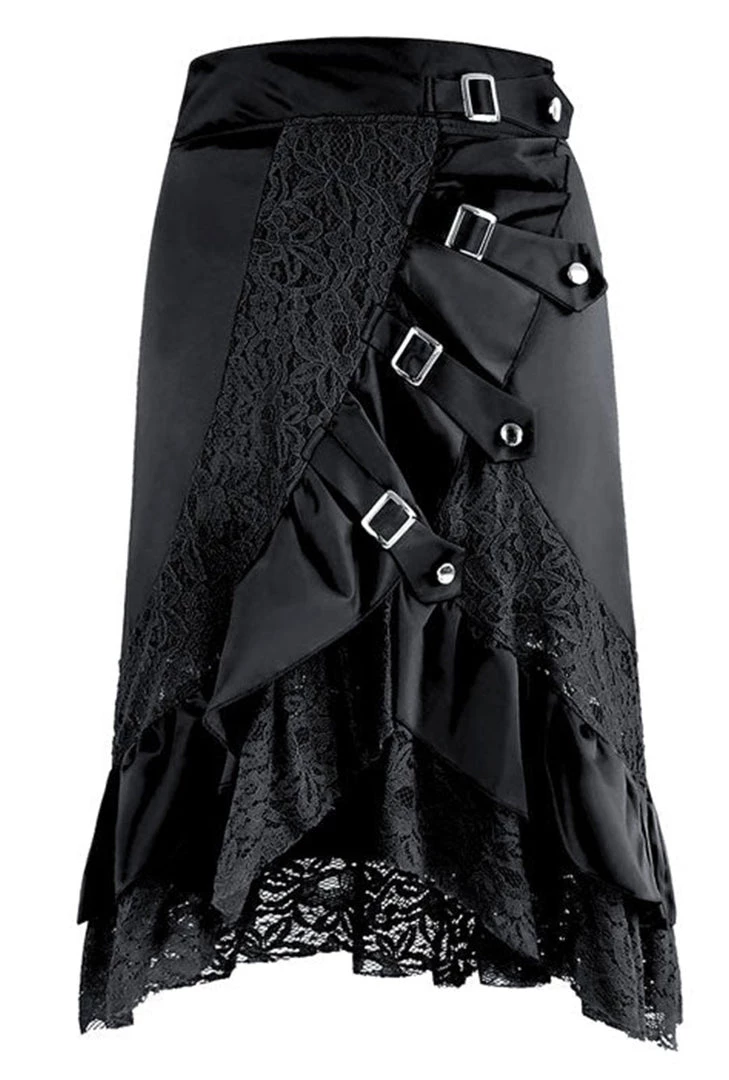 Malltop Black Steampunk Lace Patchwork Skirt Adults 3 Malltop Black Steampunk Lace Patchwork Skirt Adults