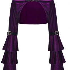 Malltop Outerwear Cropped Purple Velvet Steampunk Shrug