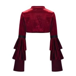 Malltop Cropped Blood Red Velvet Steampunk Shrug Outerwear