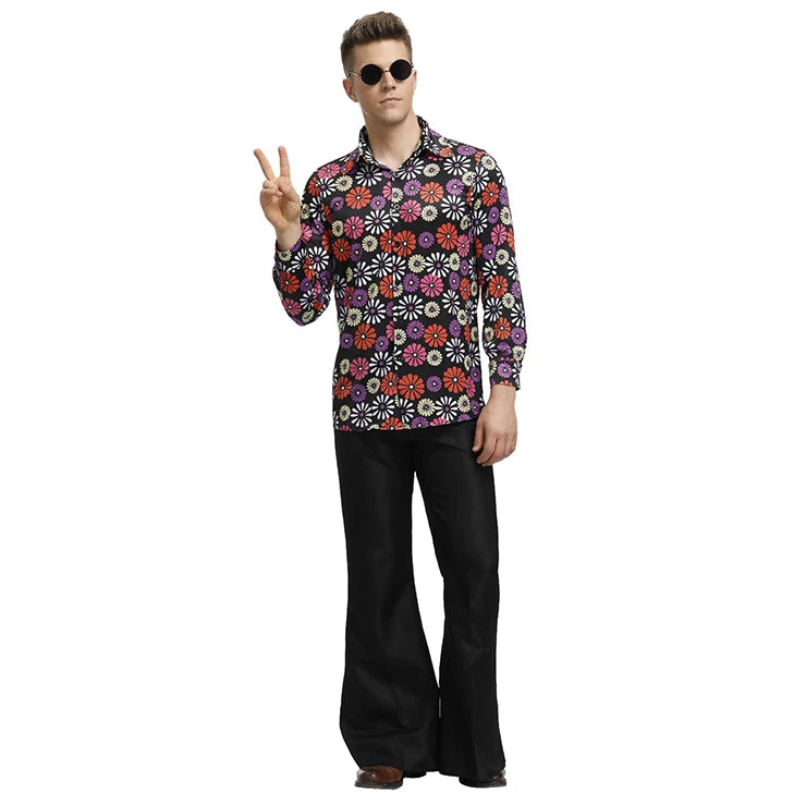 Malltop 60's - 70's Disco & Hippie Men's Floral 1960's Suit With Flared Pants 6 Malltop 60's - 70's Disco & Hippie Men's Floral 1960's Suit With Flared Pants
