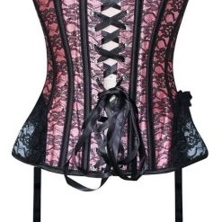 Hurly-Burly Pink & White Lace Overbust Corsets