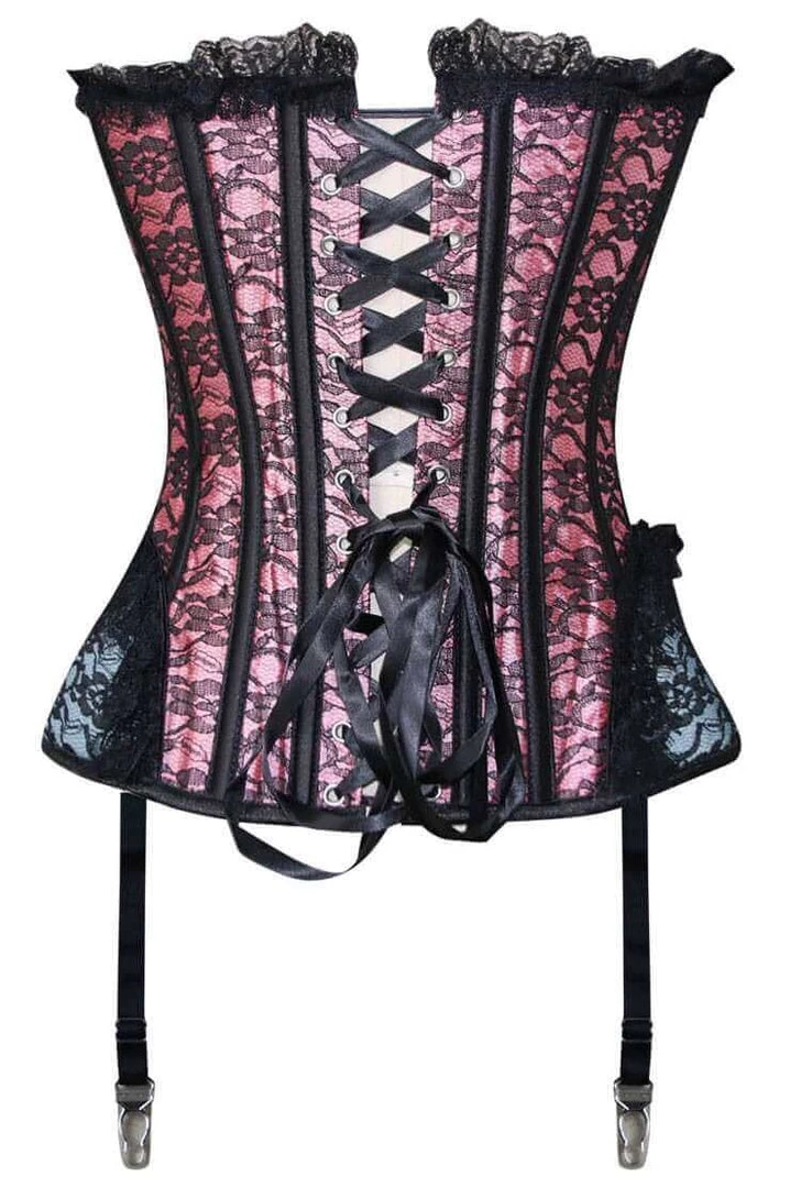 Hurly-Burly Pink & White Lace Overbust Corsets
