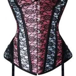 Hurly-Burly Pink & White Lace Overbust Corsets