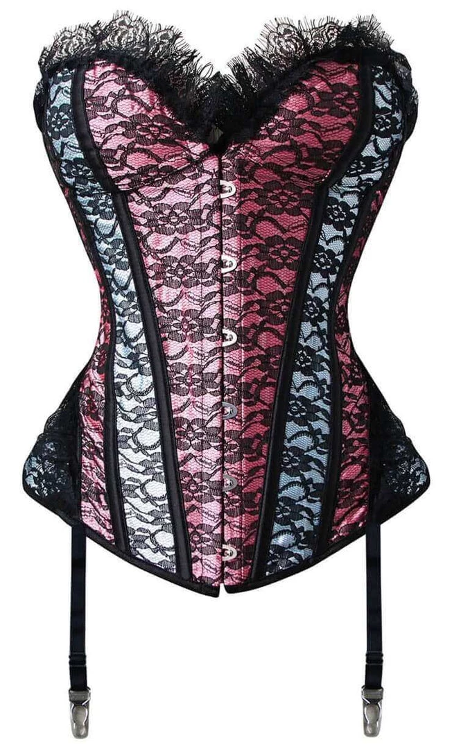 Hurly-Burly Pink & White Lace Overbust Corsets
