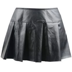 Malltop Black Faux Leather Mini Tennis Skirt