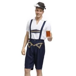 Hurly-Burly Navy Blue And Gold Men's Lederhosen