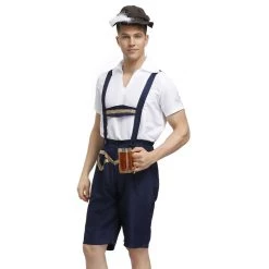 Hurly-Burly Navy Blue And Gold Men's Lederhosen