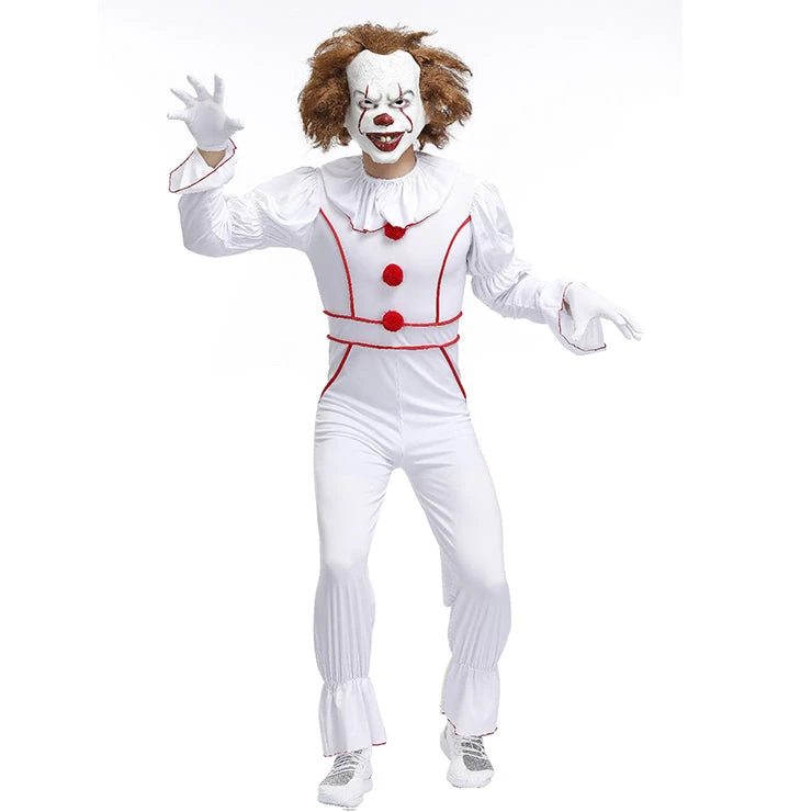 Malltop Funny Costumes White Creepy Clown Costume 5 Malltop Funny Costumes White Creepy Clown Costume