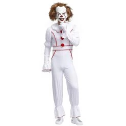 Malltop Funny Costumes White Creepy Clown Costume