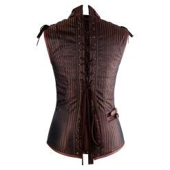 Malltop Men's Brown Overchest Steampunk Vest Jackets & Vests