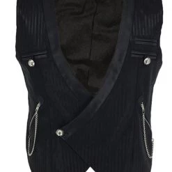 Malltop Men's Black Pinstripe Waistcoat