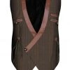 Malltop Adults Men's Brown Pinstripe Steampunk Waistcoat