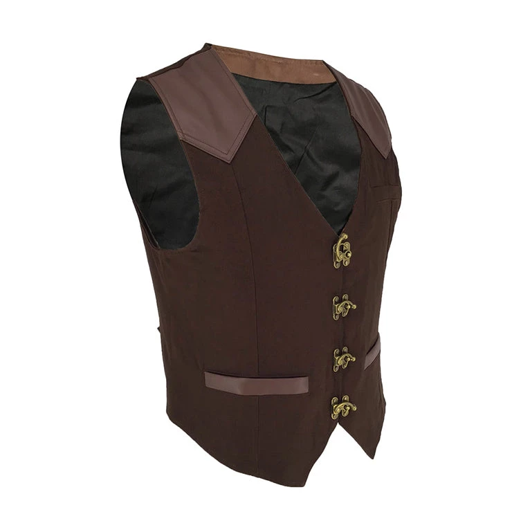Malltop Men's Brown Steampunk Waistcoat Adults 4 Malltop Men's Brown Steampunk Waistcoat Adults