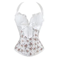 Malltop Corsets Orange & White Floral Sweetheart Corset