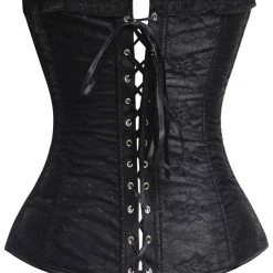 Malltop Black Lace-Up Front Overbust Corset