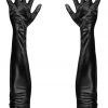 Malltop Extra Long Black Wet Look Gloves