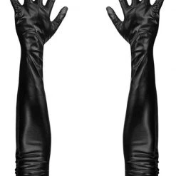 Malltop Extra Long Black Wet Look Gloves