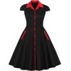 Malltop 50's Styled Black And Red Swing Dress Dresses