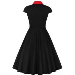 Malltop 50's Styled Black And Red Swing Dress Dresses