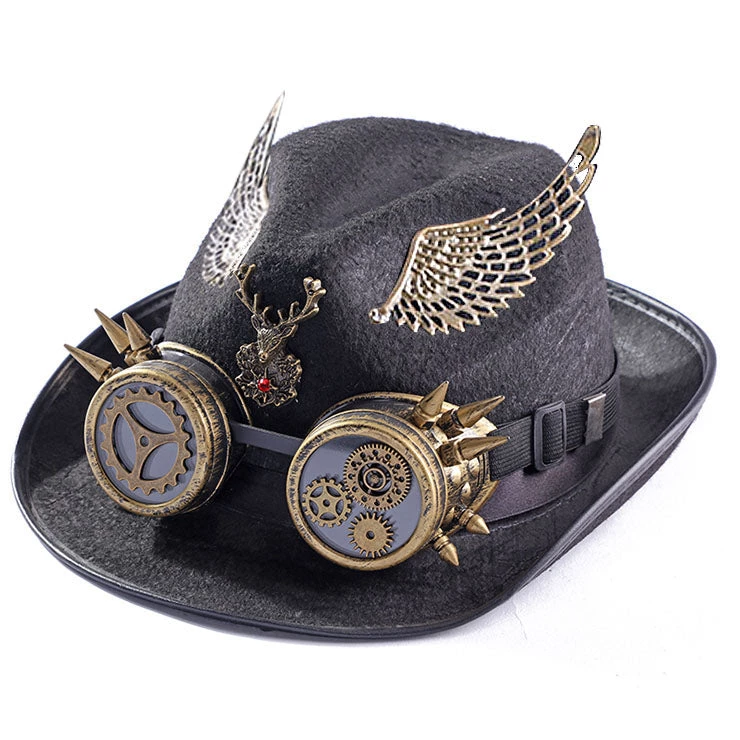 Malltop Embellished Steampunk Hat With Goggles 4 Malltop Embellished Steampunk Hat With Goggles