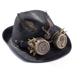 Malltop Embellished Steampunk Hat With Goggles