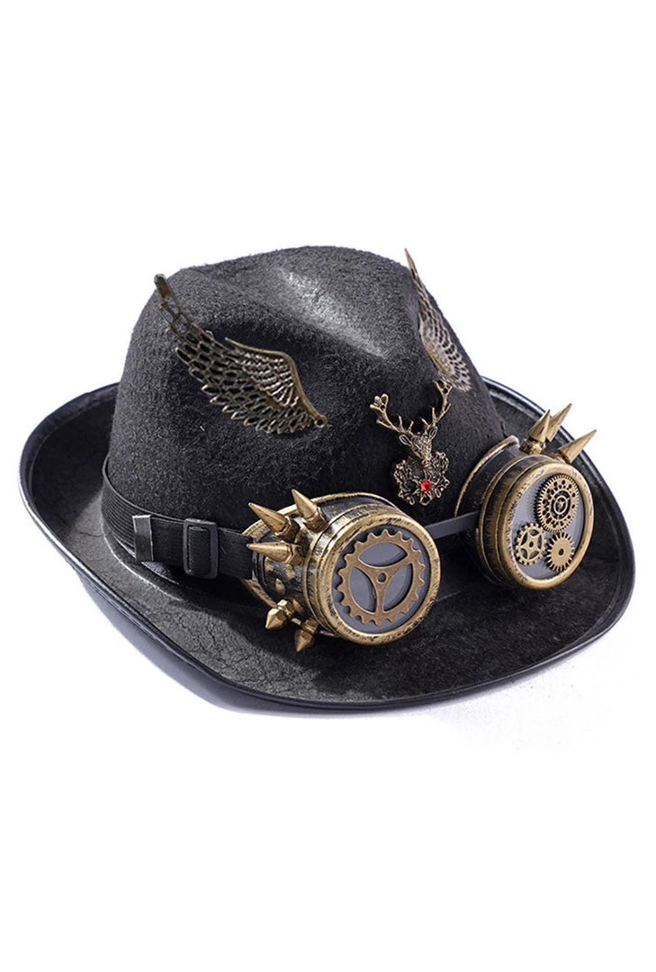 Malltop Embellished Steampunk Hat With Goggles 3 Malltop Embellished Steampunk Hat With Goggles