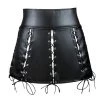 Malltop Women's Sexy Lace-Up Pleather Skirt