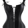 Malltop Black Vinyl Strappy Corset With Zip