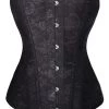Malltop Corsets Black Steel Jacquard Overbust Corset 2 Malltop Corsets Black Steel Jacquard Overbust Corset