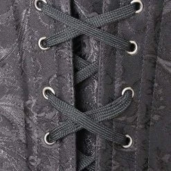 Malltop Corsets Black Steel Jacquard Overbust Corset
