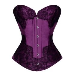 Malltop Dark Purple Satin Overbust Corset