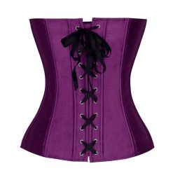 Malltop Dark Purple Satin Overbust Corset