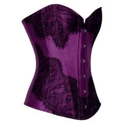 Malltop Dark Purple Satin Overbust Corset