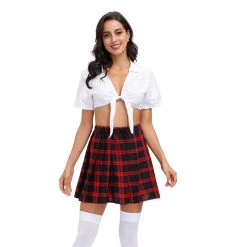 Hurly-Burly School Girl Costume With Tie Top Lingerie
