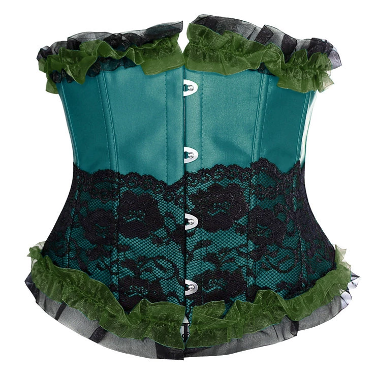 Malltop Corsets Turquoise And Black Lace Underbust 3 Malltop Corsets Turquoise And Black Lace Underbust