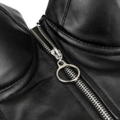 Malltop Black Pleather Bustier Crop Top