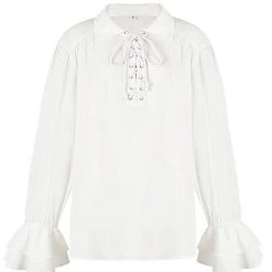 Instyles Men's White Ruffled Frill Sleeve Shirt