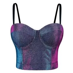Malltop Metallic Blue Purple Shift Glitter Bralette