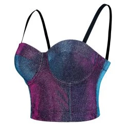 Malltop Metallic Blue Purple Shift Glitter Bralette