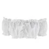 AnneCart White Ruched Cropped Puffy Top Women's
