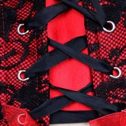 Malltop Red And Black Lace Underbust