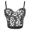 Malltop Women's Sexy Silver Sequins And Beads Bustier Crop Top