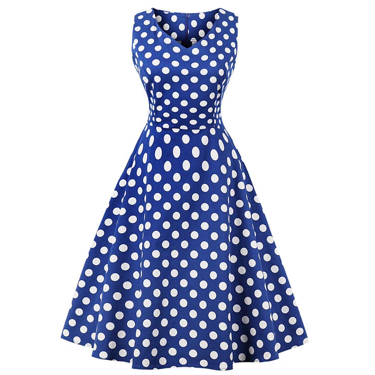 Malltop Blue And White Polka Dot 50's Dress 3 Malltop Blue And White Polka Dot 50's Dress