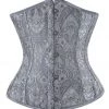 Malltop Corsets Steel Boned Grey Jacquard Underbust