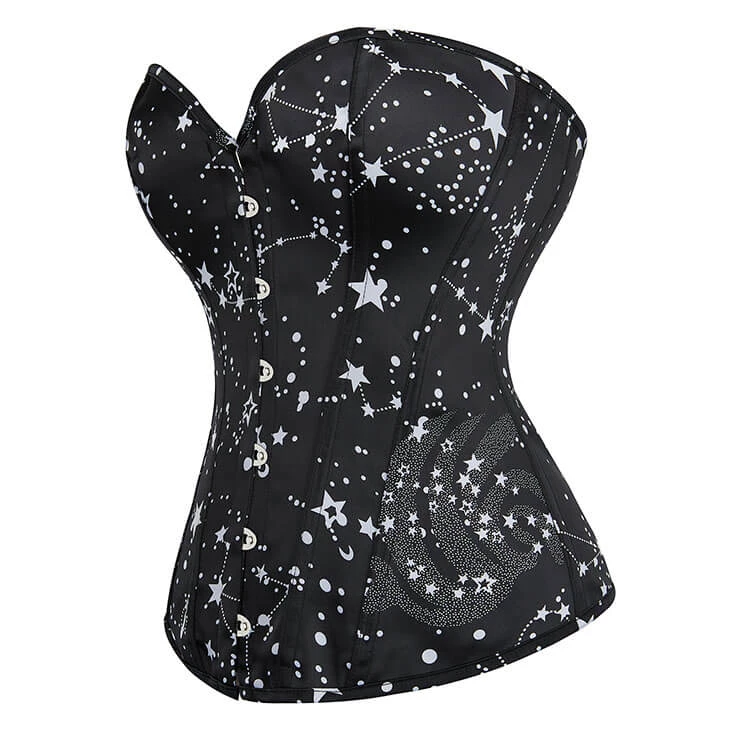 Malltop Corsets Black And Silver Star Steel Boned Corset 4 Malltop Corsets Black And Silver Star Steel Boned Corset