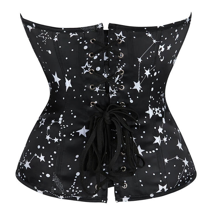 Malltop Corsets Black And Silver Star Steel Boned Corset 5 Malltop Corsets Black And Silver Star Steel Boned Corset