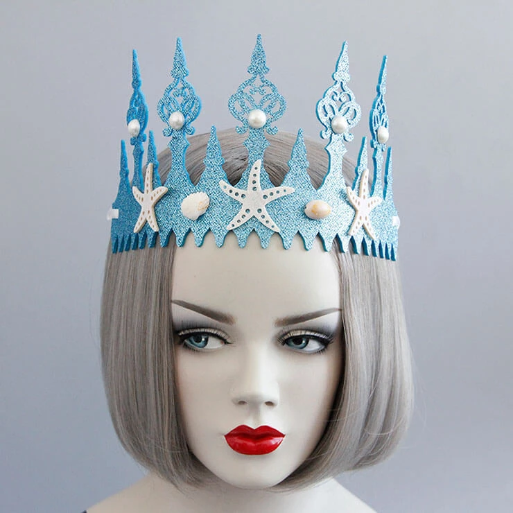 Malltop Blue Mermaid Starfish Crown Headbands 3 Malltop Blue Mermaid Starfish Crown Headbands