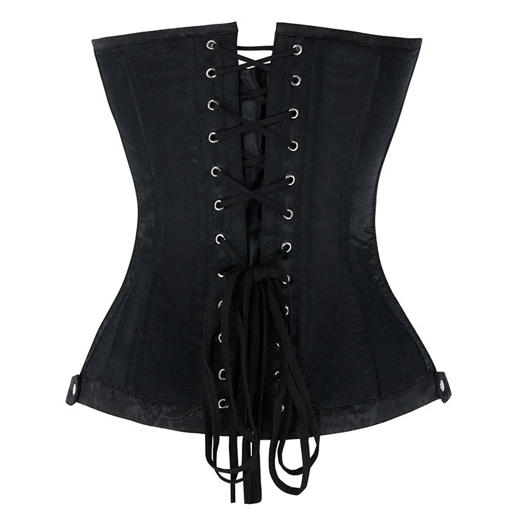 Malltop Black Jacquard Steel Boned Corset With Zip 4 Malltop Black Jacquard Steel Boned Corset With Zip